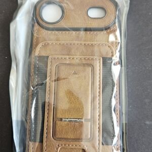 Mullnssn Leather Wallet Kickstand Phone Case - Brown For Iphone 17 Air